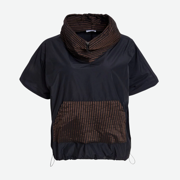 NAYA DRAWSTRING HEM TOP WITH STRIPPED POCKET & COLLAR NAW25190/973