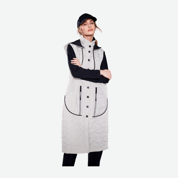 NAYA PADDED LONG GILET WITH POCKET/COLLAR NAW25209/779 CREAM/BLK