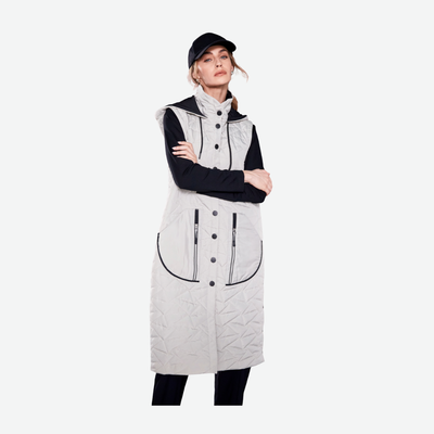 NAYA PADDED LONG GILET WITH POCKET/COLLAR NAW25209/779 CREAM/BLK