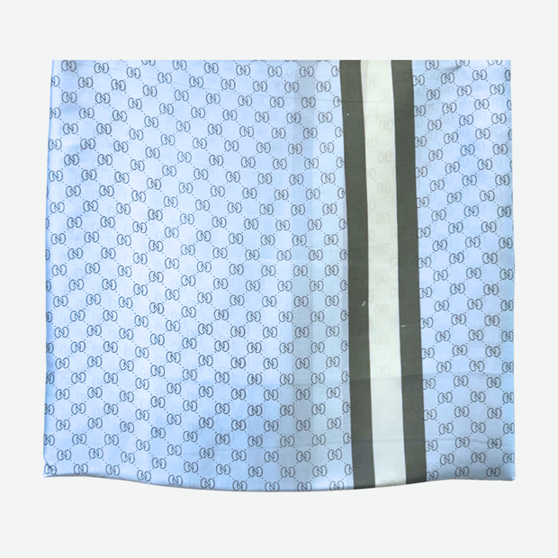 CLASSIC BEE MOTIF SATIN SCARF IN BABY BLUE