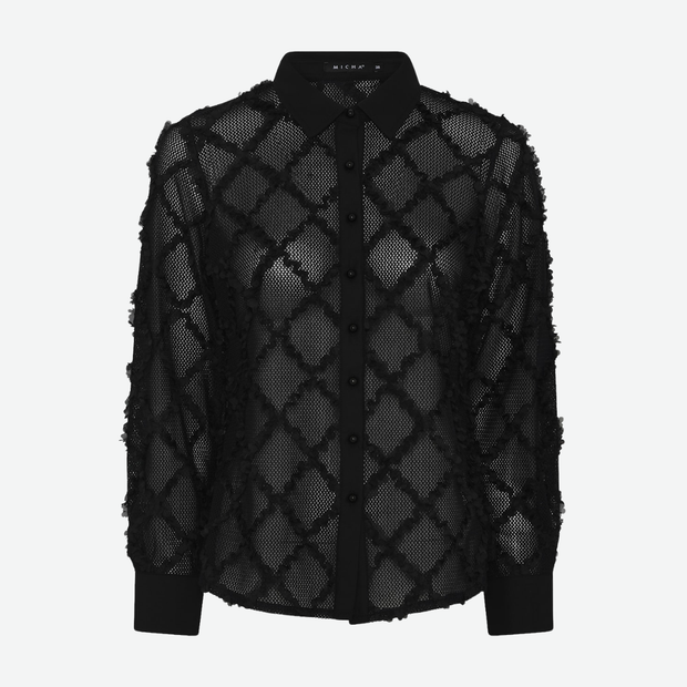 MICHA FANCEY LACE AND KNIT BLOUSE BLACK 143 220
