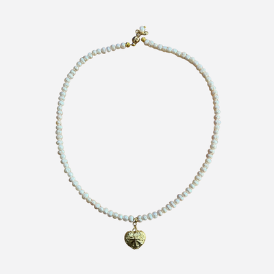 ROSIE FOX GOLD HEART & FRESHWATER PEARL NECKLACE/ FJN2128