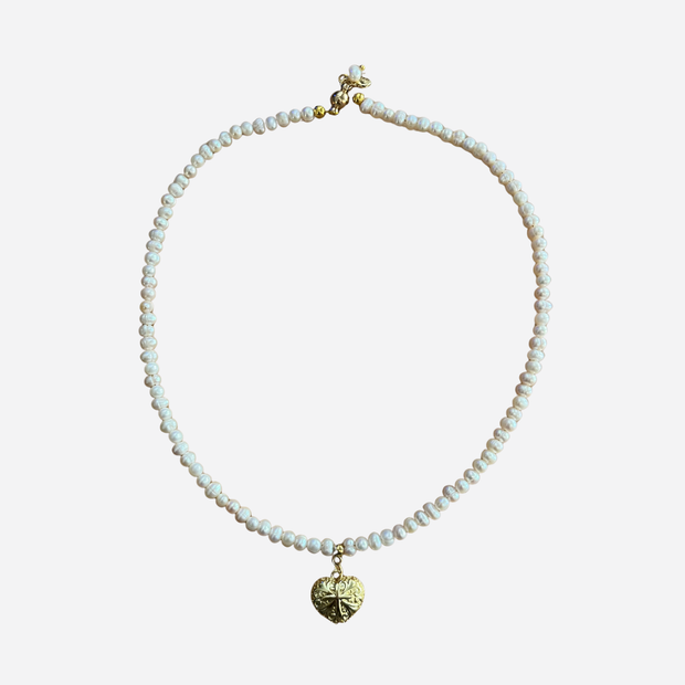 ROSIE FOX GOLD HEART & FRESHWATER PEARL NECKLACE/ FJN2128