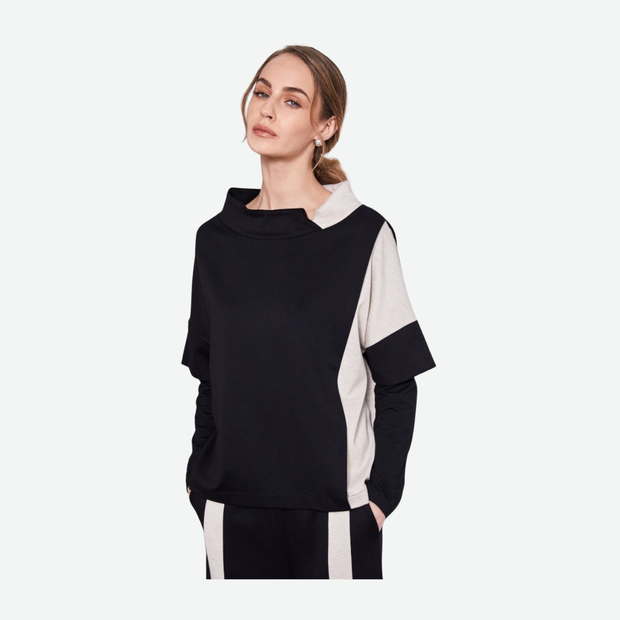 NAYA HIGH NECK BLK/BEIGE TOP NAW25261/902