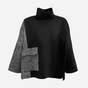 ELSEWHERE LOOSE FIT CONTRAST POCKET TOP BLACK 21790
