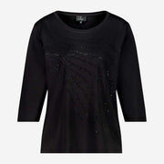 MONARI TOP  WITH RHINESTONE LETTERING BLACK 808096