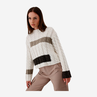 COLOUR BLOCK JUMPER WITH CABLE STITCH