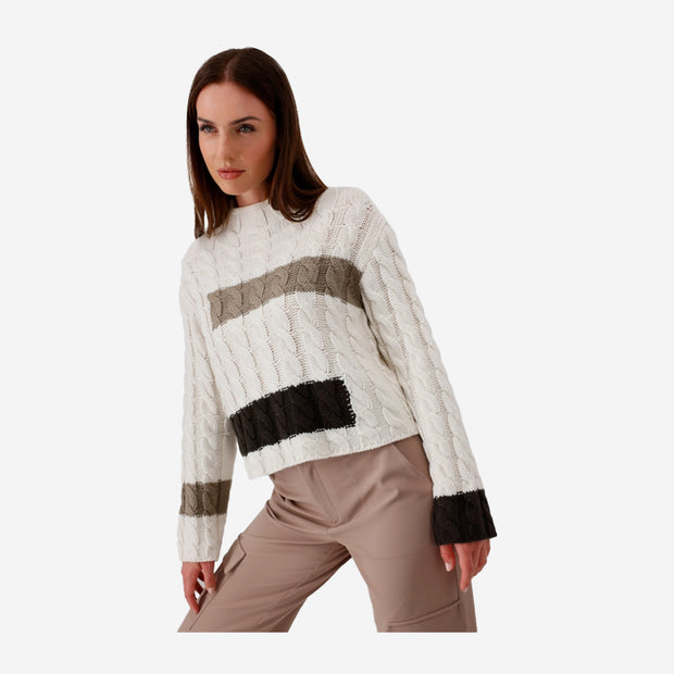 COLOUR BLOCK JUMPER WITH CABLE STITCH