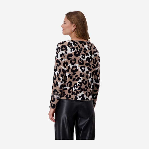 KITTED JUMPER WITH LEOPARD PRINT