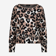 KITTED JUMPER WITH LEOPARD PRINT