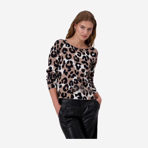 KITTED JUMPER WITH LEOPARD PRINT