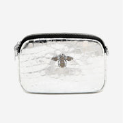 GLOSSY SILVER GENUINE LEATHER BAG