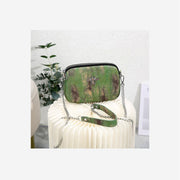 WOOD PRINT LEATHER BAG IN GREEN