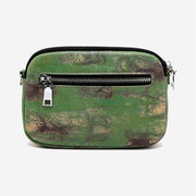 WOOD PRINT LEATHER BAG IN GREEN