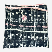 ELEGANT BLACK/PINK SCARF WITH FLORAL ACCENTS