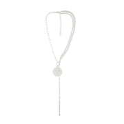 AUDREY SHORT DOT PEARL MIX NECKLACE SILVER