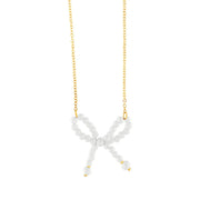 JOY WATERPROOF SHORT PEARL BOW NECKLACE