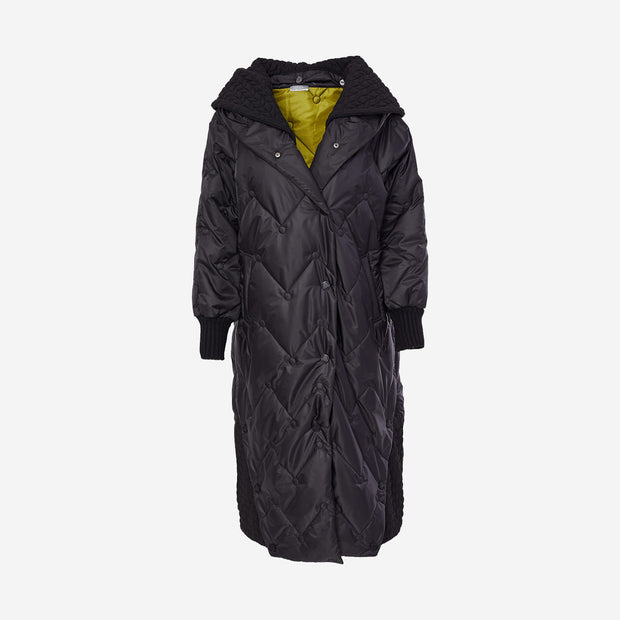 QUILTED COAT WITH KNIT CUFFS