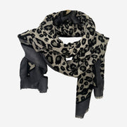 ANIMAL PRINT SCARF GREY & BLACK