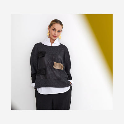 SQUARE TOP WITH FUR INSETS