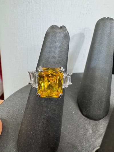 RADIANT CUT YELLOW COCKTAIL RING