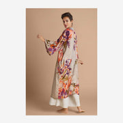 ORCHID AND IRIS KIMONO GOWN - COCONUT
