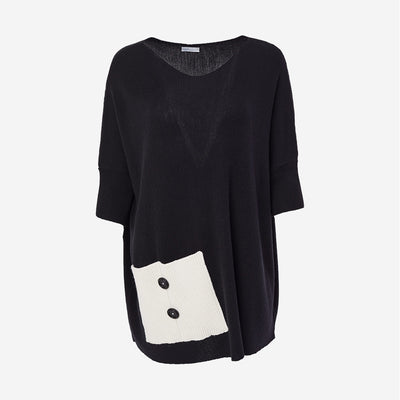 OVERSIZED KNIT WITH CONTRAST POCKET