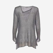 LOOSE KNIT WITH TURN BACK DETAIL - CHARCOAL