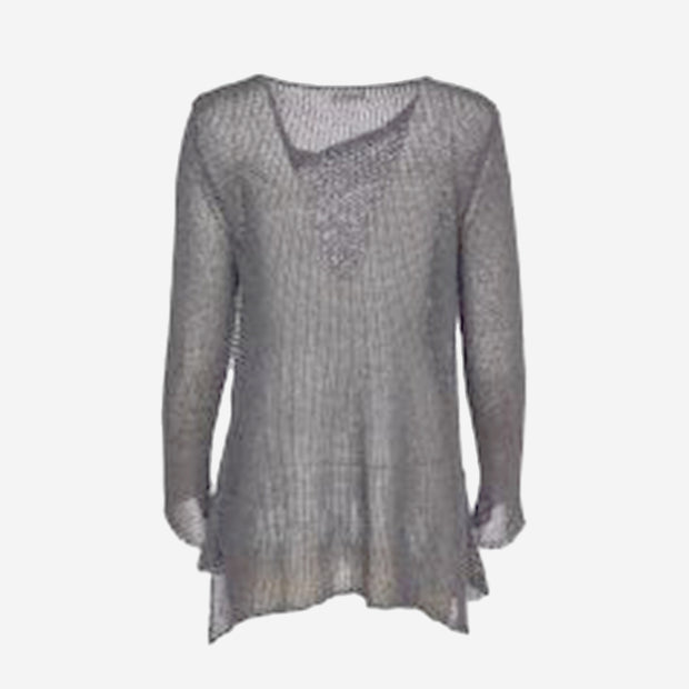 LOOSE KNIT WITH TURN BACK DETAIL - CHARCOAL