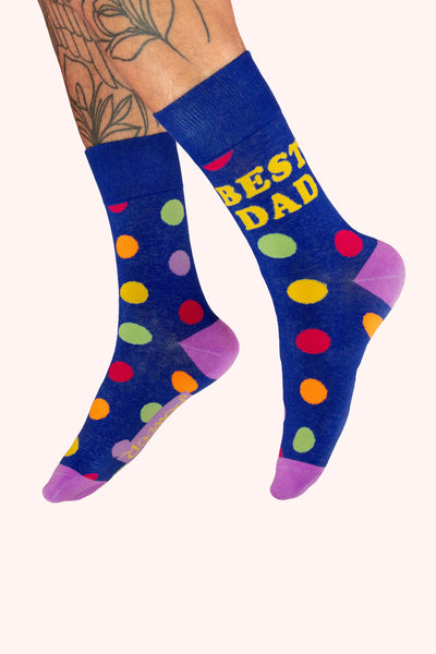 POWDER MENS SOCKS BEST DAD POLKA SOCKS NAVY