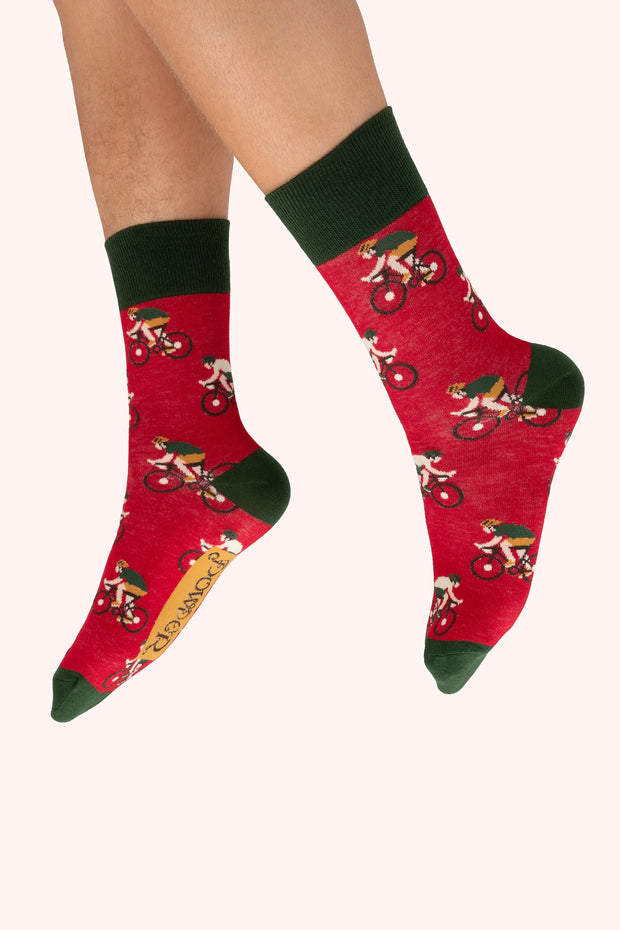 POWDER MENS SOCKS RACING BIKES TOMATO MSOC173