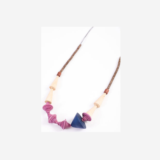 COLOUR BEADS NECKLACE WITH TRIANGLE TRIM