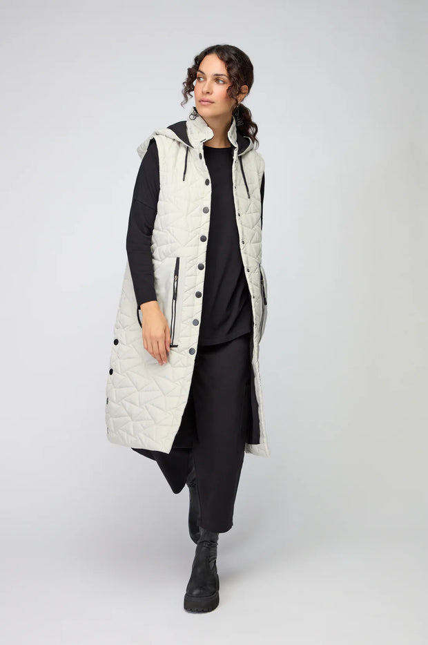 NAYA PADDED LONG GILET WITH POCKET/COLLAR NAW25209/779 CREAM/BLK