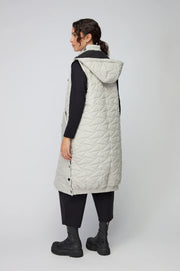 NAYA PADDED LONG GILET WITH POCKET/COLLAR NAW25209/779 CREAM/BLK