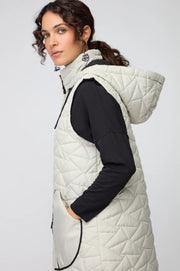NAYA PADDED LONG GILET WITH POCKET/COLLAR NAW25209/779 CREAM/BLK