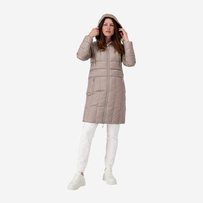 OUTDOOR QUILTED COAT WITH ZIPPER AND SHINY EFFECT