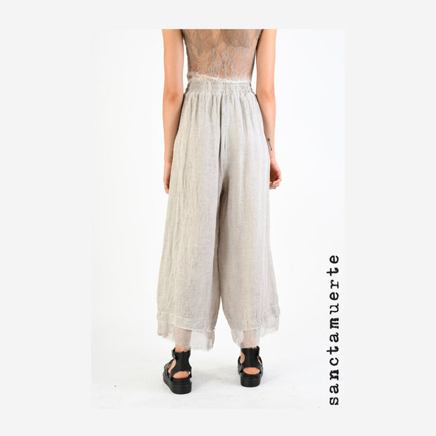 TROUSERS WIDE FIT LINEN & DYED COLD DESSERT
