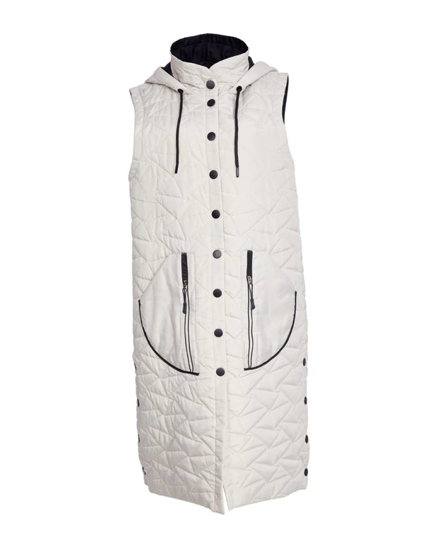 NAYA PADDED LONG GILET WITH POCKET/COLLAR NAW25209/779 CREAM/BLK
