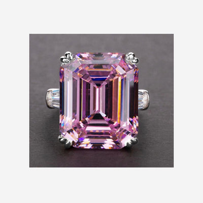 PINK EMERALD CUT COCKTAIL RING