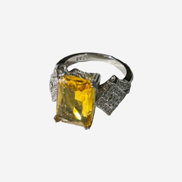 RADIANT CUT YELLOW COCKTAIL RING