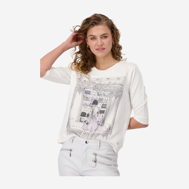 MONARI TOP WITH WOMANS DRAWING ON THE FRONT 409165/102