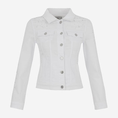 WHITE COTTON JACKET WITH EMBELLISHMENTS 25190