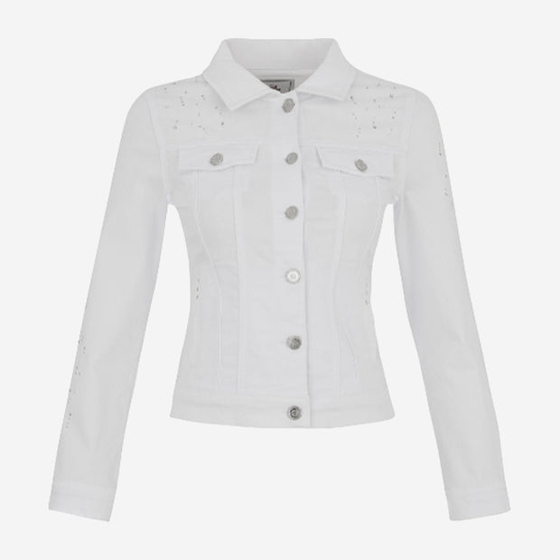 WHITE COTTON JACKET WITH EMBELLISHMENTS 25190