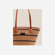 MAXI BAG IN BRAIDED FABRIC WITH STRIPES