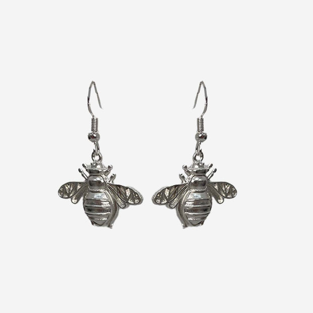 PEWTER SILVER PLATED BEE EARRINGS