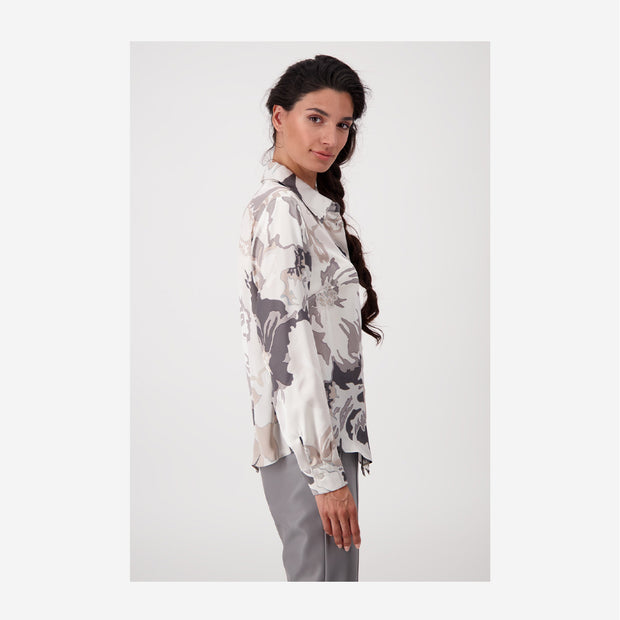 SATIN BLOUSE WITH FLORAL PATTERN