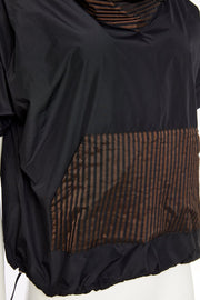 NAYA DRAWSTRING HEM TOP WITH STRIPPED POCKET & COLLAR NAW25190/973