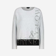 COLOUR BLOCKING SWEATER WITH RHINESTONE WRITING
