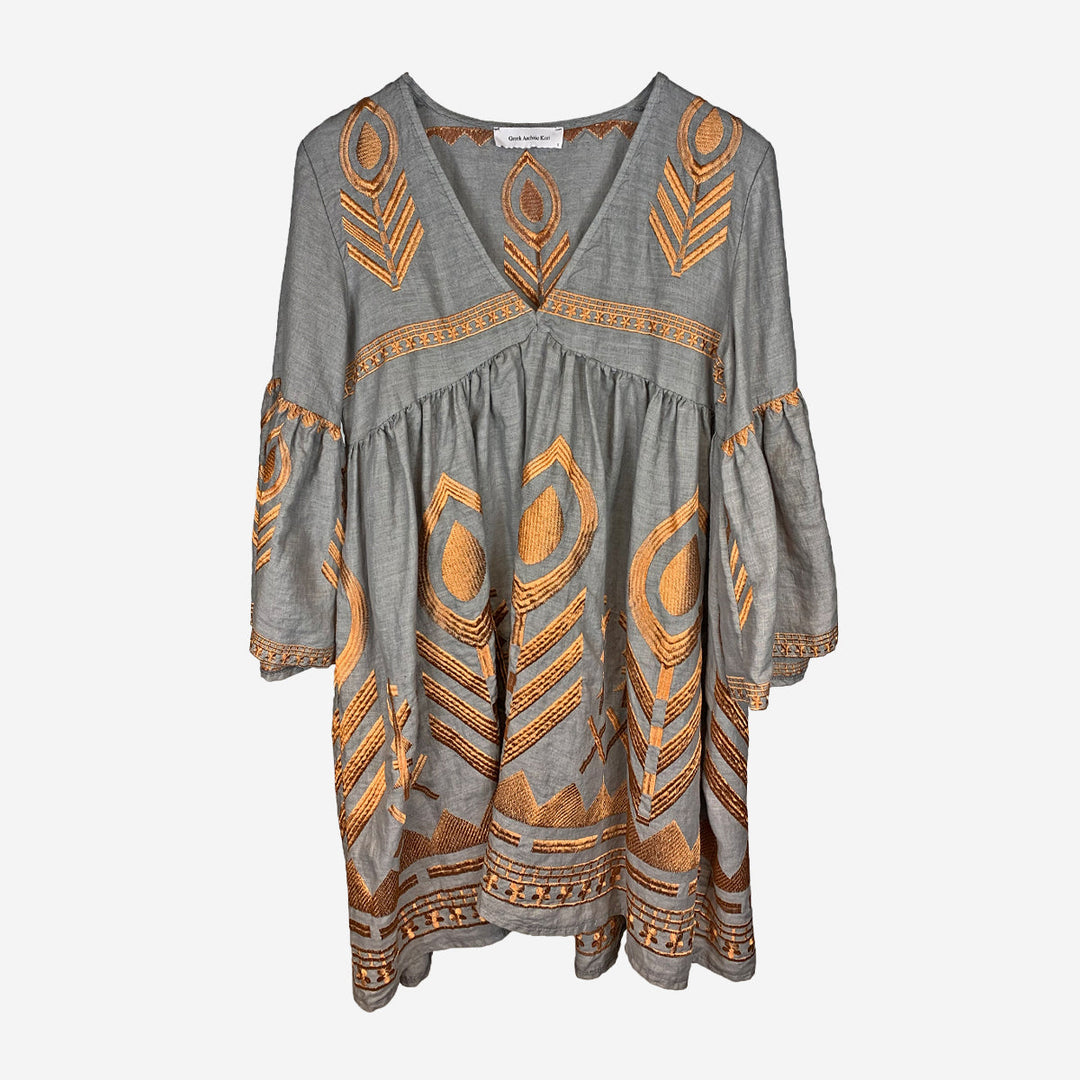 kori feather linen dress kori feather linen dress Feather Cross-Back Mini XS