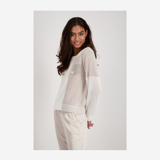 OPENWORK KNIT JUMPER WITH COLOUR BLOCKING